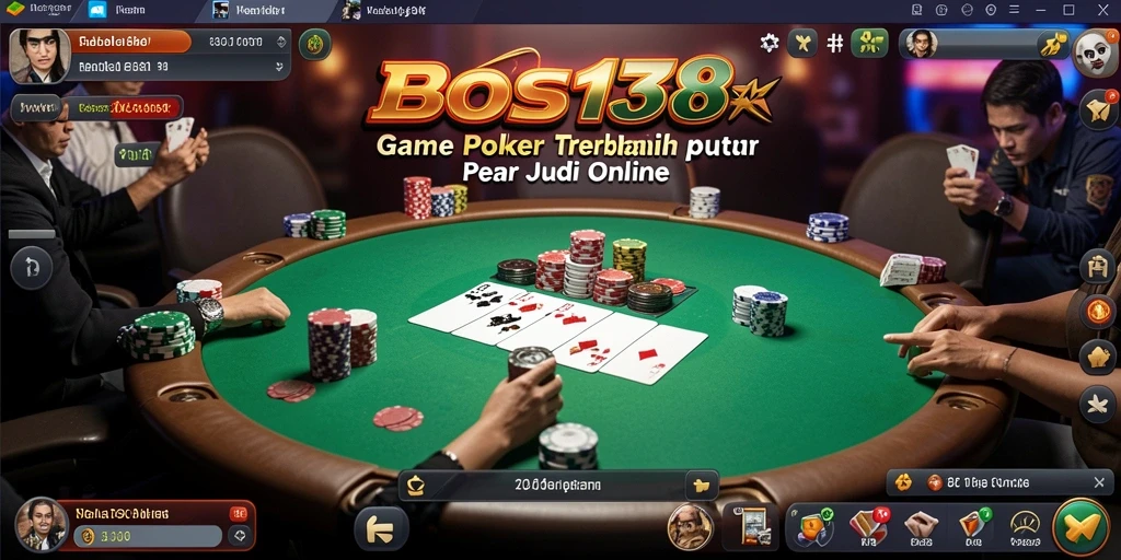 Tampilan gameplay seru di BOS138 dengan pemain yang bersaing di meja Poker.