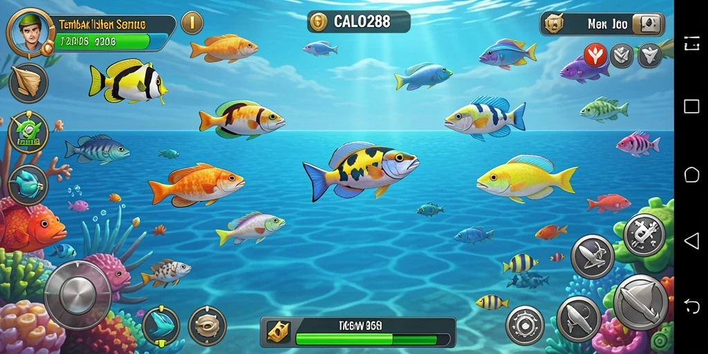 Tampilan gameplay seru di CALO288, penuh aksi menembak ikan.