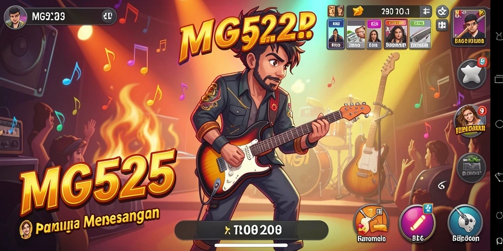 Tampilan gameplay interaktif dengan musik yang menggugah semangat.